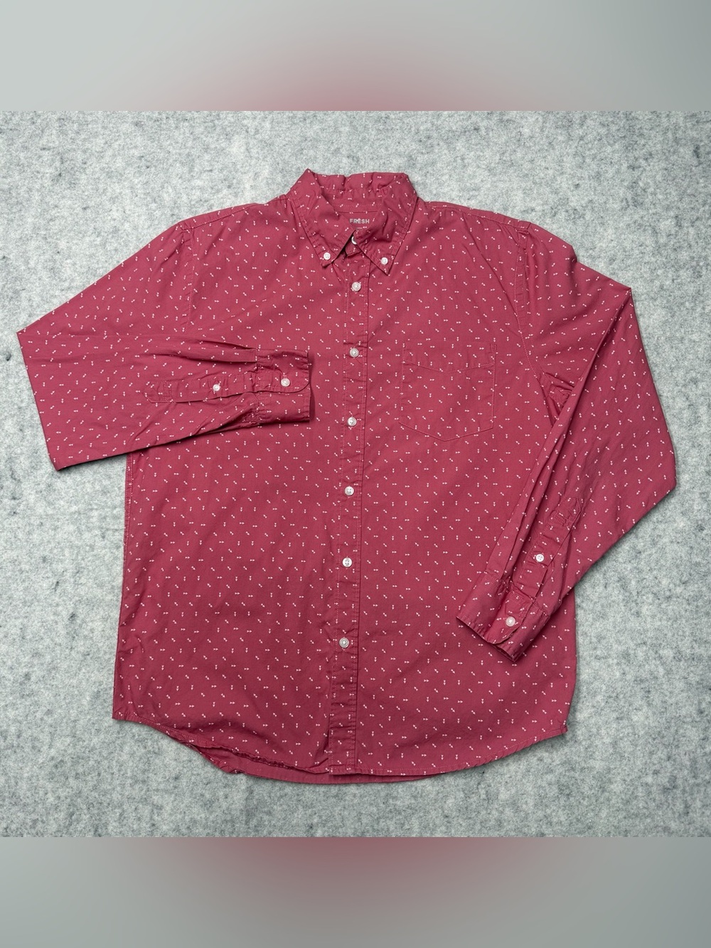 Joe Fresh Men's Medium Button Down Shirt Red Arrow Print 100% Cotton Long Sleeve